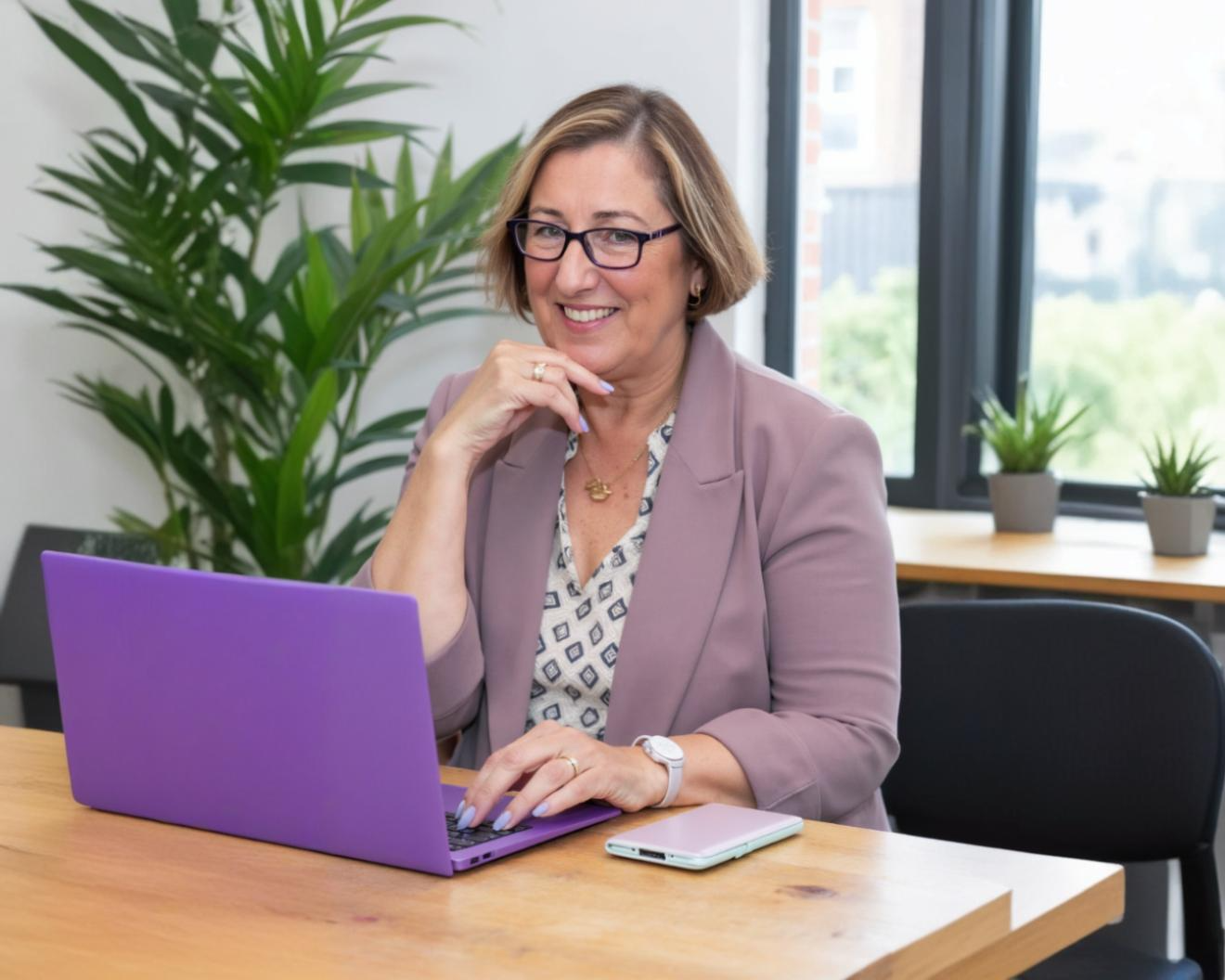 Kim at Desk with purple laptop - horizontal.png